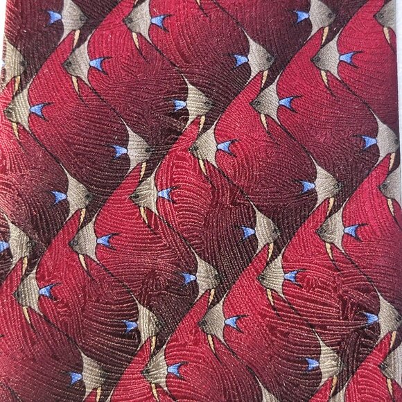 The Nature Conservancy Angelfish Mens Silk Dress Tie Red Fishing Beach 59X4 - Picture 1 of 8